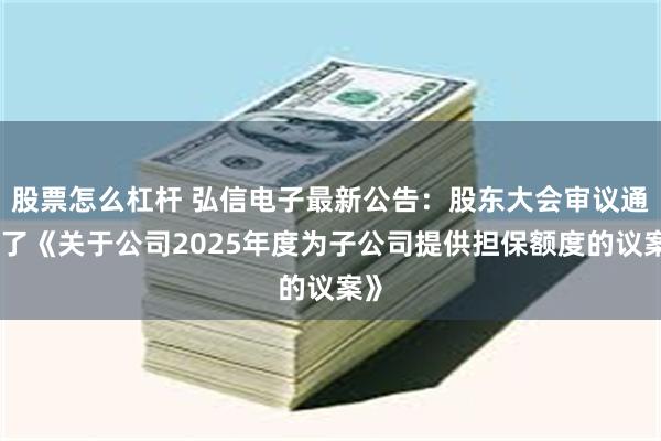 股票怎么杠杆 弘信电子最新公告：股东大会审议通过了《关于公司2025年度为子公司提供担保额度的议案》