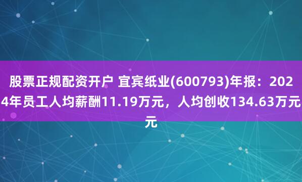 股票正规配资开户 宜宾纸业(600793)年报:2024年员工人均薪酬11.19万元,人均创收134.63万元